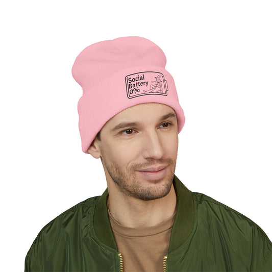 Embroidered Beanie "Social Battery 0%"