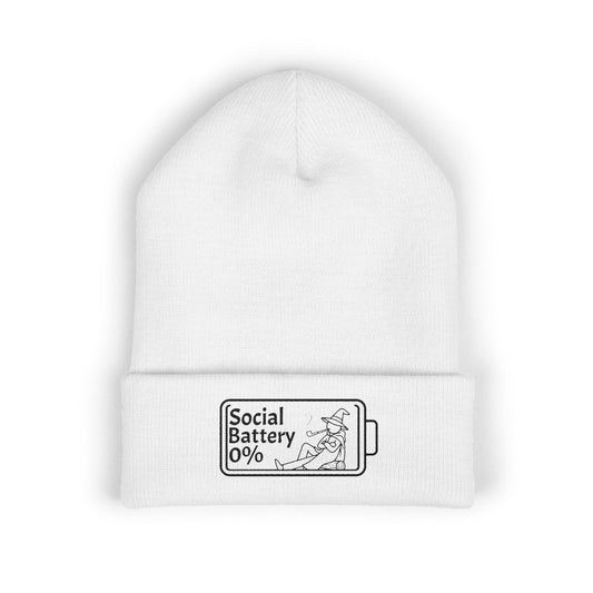 Embroidered Beanie "Social Battery 0%"